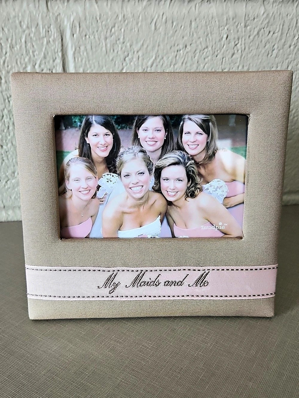 Mud Pie My Maids and Me Photo Frame Beige/Tan & Pink VINTAGE, Retired Item